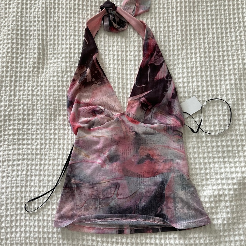 Urban outfitters halter top pink and black size S